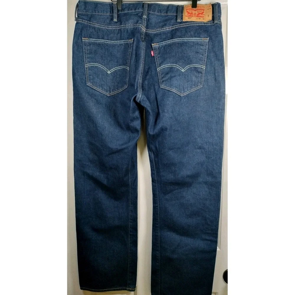 Levi's 501 Jeans Men 42x32 (Measures 40x31) Dark Wash Button Fly Straight Leg